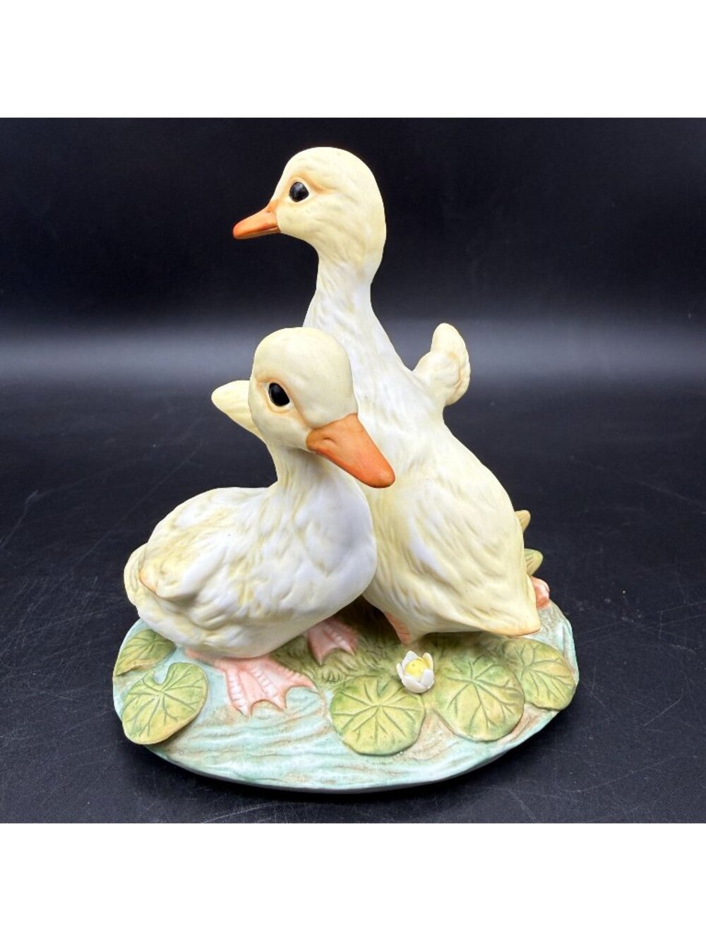 Vtg Homco Masterpiece Porcelain Ducklings Lilypad Signed Mizuno 1982 Mexico